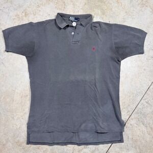 Big 90s Polo Ralph Lauren Mens faded Gray Short Sleeve Polo Shirt Size M